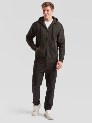 Felpa premium con cappuccio e zip lunga 70% cotone
