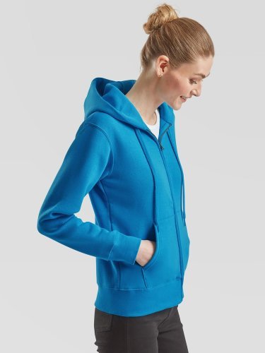 Felpa donna Fruit of the Loom con zip, cappuccio, 70% cotone