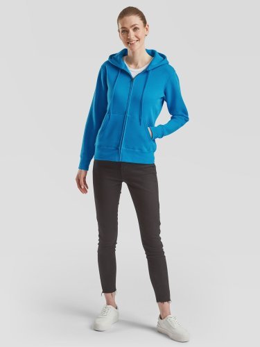 Felpa donna Fruit of the Loom con zip, cappuccio, 70% cotone