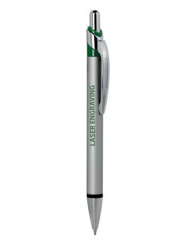Penna a sfera con clip e fusto in metallo Verde