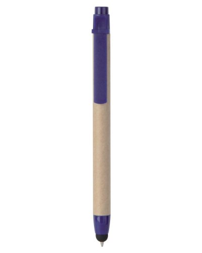 Penna a sfera con touch screen in plastica e cartone riciclato Blu