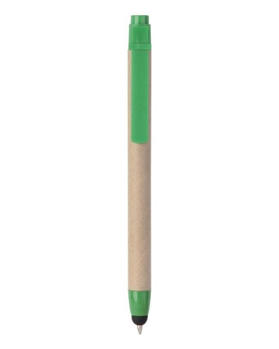 Penna a sfera con touch screen in plastica e cartone riciclato Verde