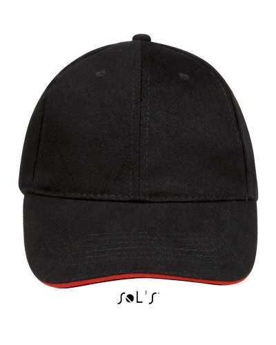 Cappellino adulto 6 pannelli Buffalo Nero / Rosso