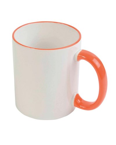 Tazza con manico e bordo colorati 320 ml Arancione
