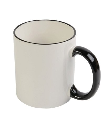 Tazza con manico e bordo colorati 320 ml Nero