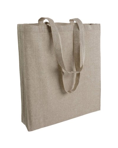 Shopper in cotone riciclato effetto melange con soffietto Naturale