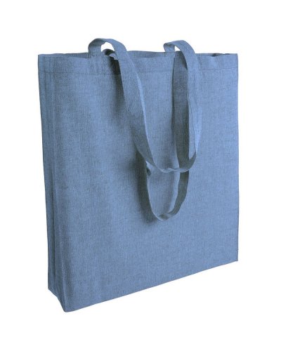Shopper in cotone riciclato effetto melange con soffietto