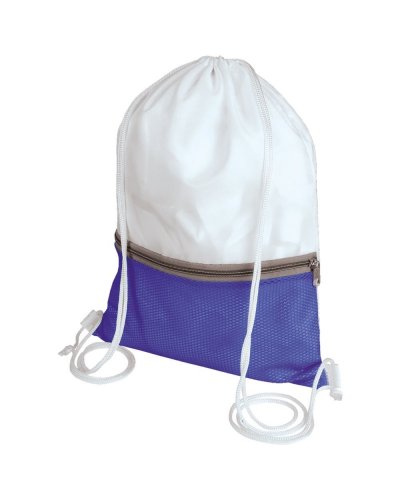 Sacca asilo personalizzata con tasca zip colorata Blu Royal