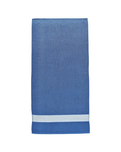 Telo spugna in cotone con banda bianca Blu Royal