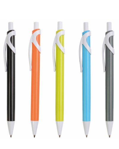 Penna colorata con clip e punta bianche