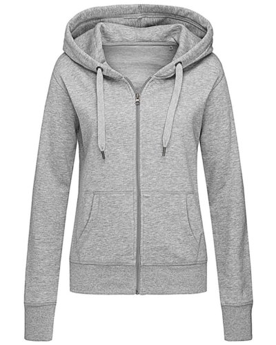 Felpa donna con zip e cappuccio Grey Heather