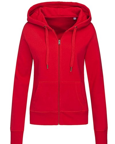 Felpa donna con zip e cappuccio Crimson red