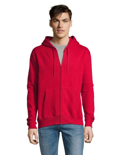 Felpa con zip e cappuccio foderato Rosso