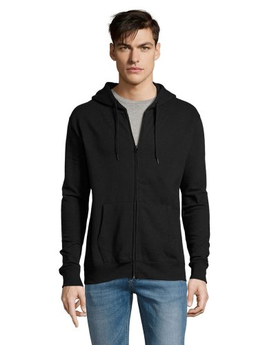 Felpa con zip e cappuccio foderato Nero