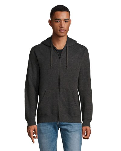 Felpa con zip e cappuccio foderato Antracite Melange