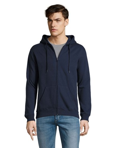 Felpa con zip e cappuccio foderato Blu Oltremare