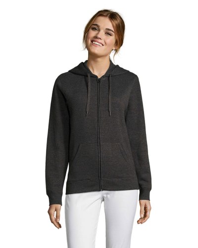 Felpa con zip e cappuccio foderato women Antracite Melange