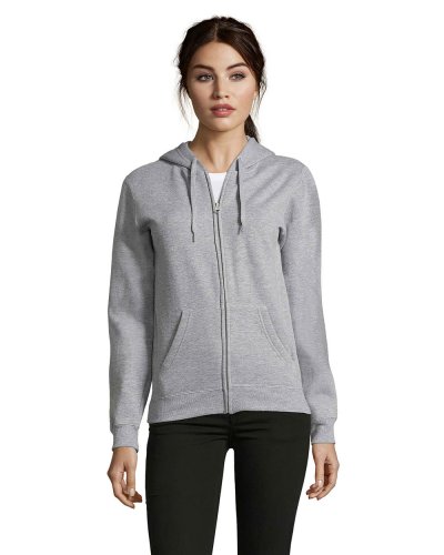 Felpa con zip e cappuccio foderato women Grigio Medio Melange