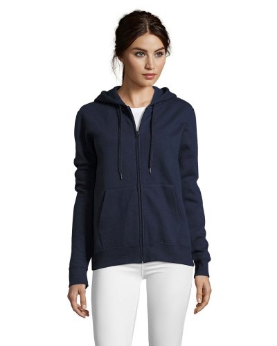 Felpa con zip e cappuccio foderato women Blu Oltremare