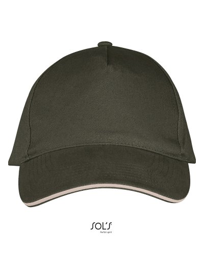 Cappellino Long Beach 5 pannelli Army / Beige