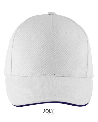 Cappellino Long Beach 5 pannelli Bianco / Blu Oltremare