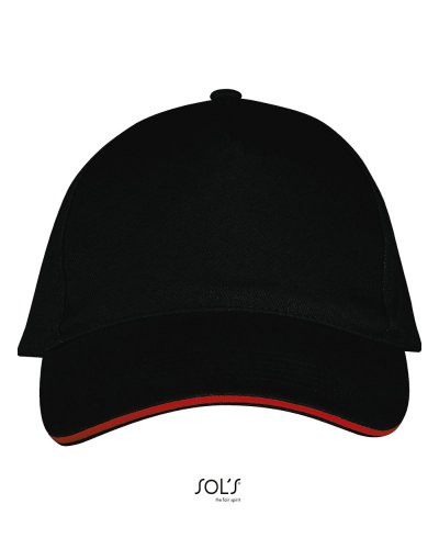 Cappellino Long Beach 5 pannelli Nero / Rosso