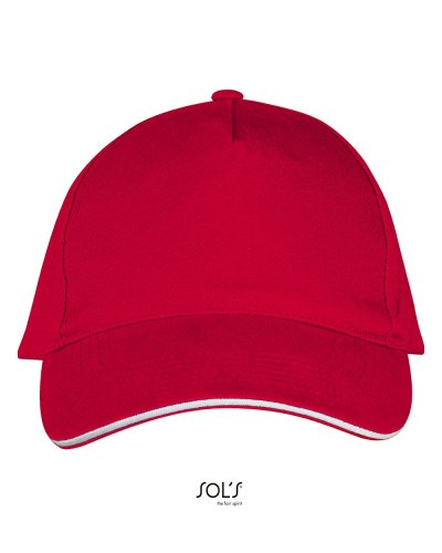 Cappellino Long Beach 5 pannelli Rosso / Bianco