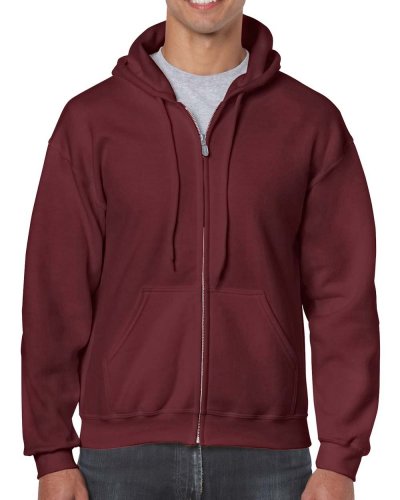 Felpa con cappuccio e cerniera intera Heavyweight Maroon