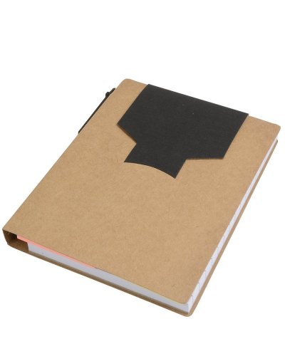 Block notes A6 ecologico in carta con penna Nero