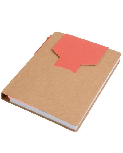 Block notes A6 ecologico in carta con penna Rosso