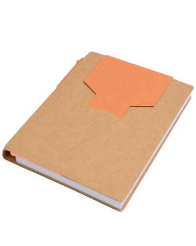 Block notes A6 ecologico in carta con penna Arancione