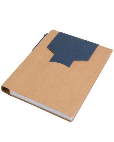 Block notes A6 ecologico in carta con penna Blu scuro