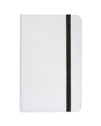 Mini quaderno bianco con elastico colorato Nero