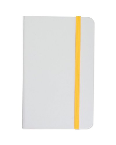 Mini quaderno bianco con elastico colorato Giallo