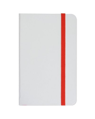 Mini quaderno bianco con elastico colorato Rosso
