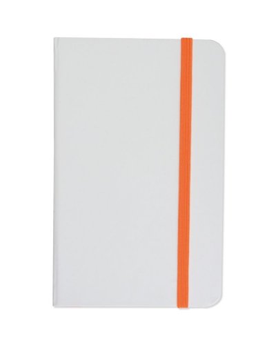 Mini quaderno bianco con elastico colorato Arancione