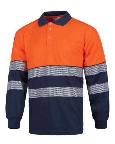 Polo manica lunga con bande rifrangenti Classe I