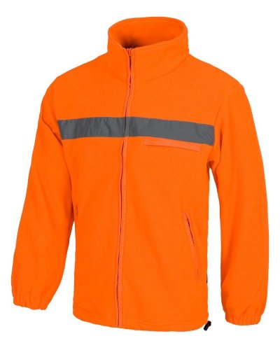 Felpa in pile con cerniera e banda riflettente ORANGE