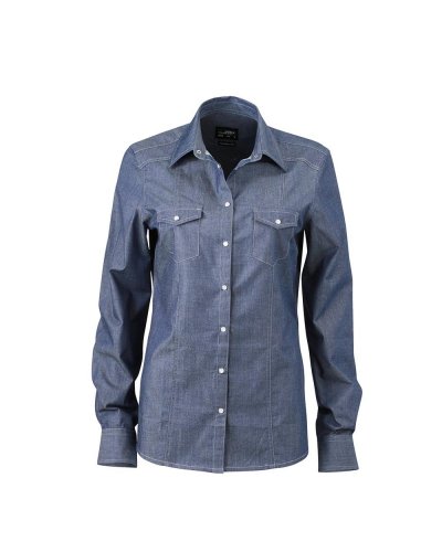Camicia donna in tessuto denim light-denim