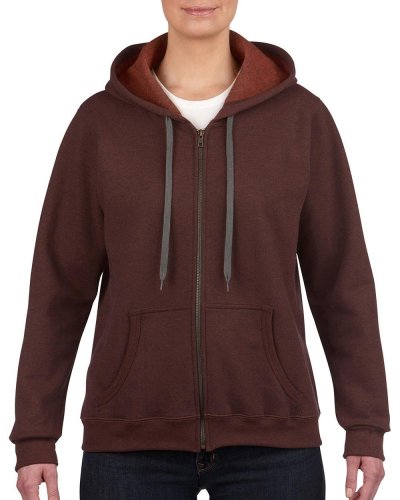 Felpa donna Vintage cappuccio e cerniera intera Russet