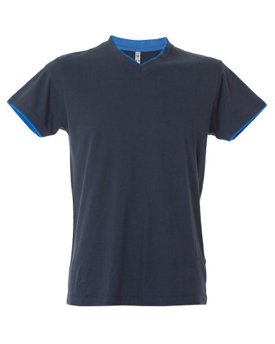 T-shirt scollo a V fondo manica doppio in contrasto Serbia