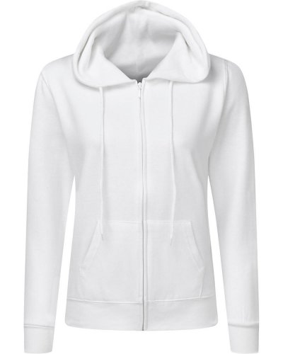 Felpa donna con cappuccio e cerniera White