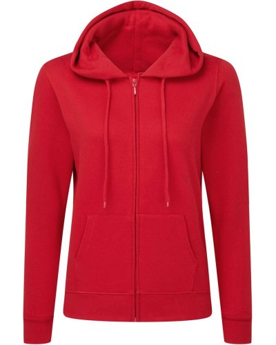 Felpa donna con cappuccio e cerniera Red