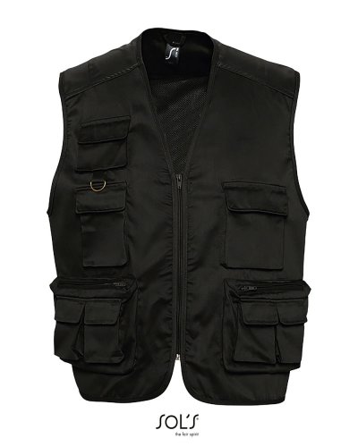 Gilet unisex multitasche 9 tasche e portacellulare Nero