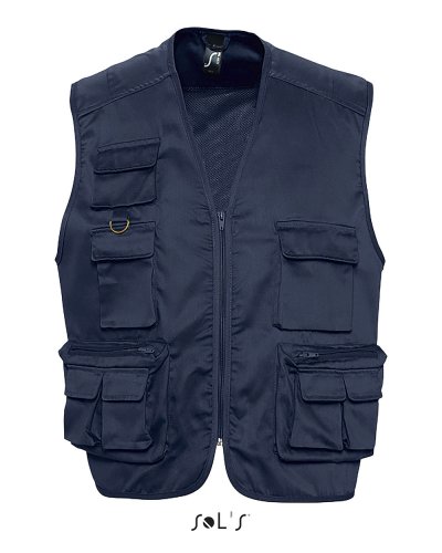 Gilet unisex multitasche 9 tasche e portacellulare Blu Navy