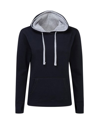 Felpa Donna con cappuccio in contrasto Navy/LIght Oxford