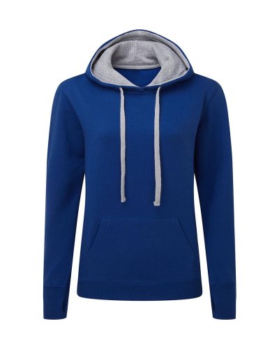 Felpa Donna con cappuccio in contrasto Royal/Light Oxford