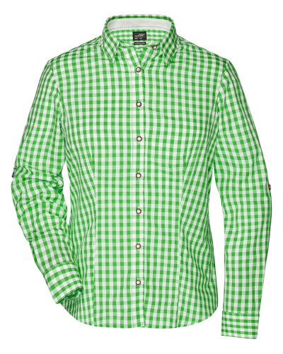 Ladies' Traditional Shirt Green/White