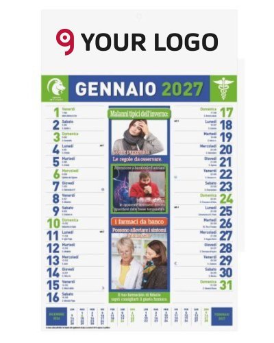 Calendario Consigli del Farmacista 2027, 12 fogli, carta patinata