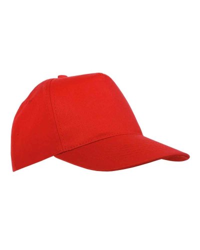 Cappellino Extra lusso a 5 pannelli in cotone Rosso